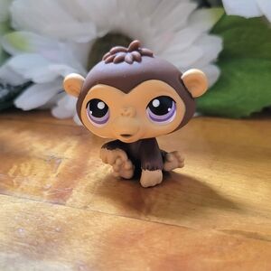 Littlest Pet Shop LPS #359 Chimpanzee Monkey Brown Cream Purple Eyes 2006